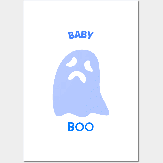 BABY BOO Cute Blue Ghost Halloween Trick or Treat Boy Gender Reveal Spooky Costume Wall Art by Created by JR